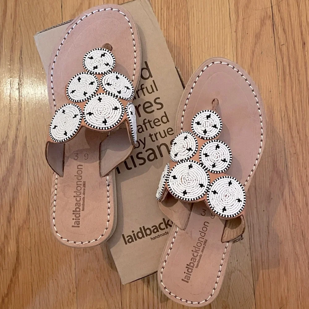 LAIDBACK LONDON Pemba White Sandals - Sizes 38 (US 7) & Size 39 (US 8) New - Picture 2 of 8